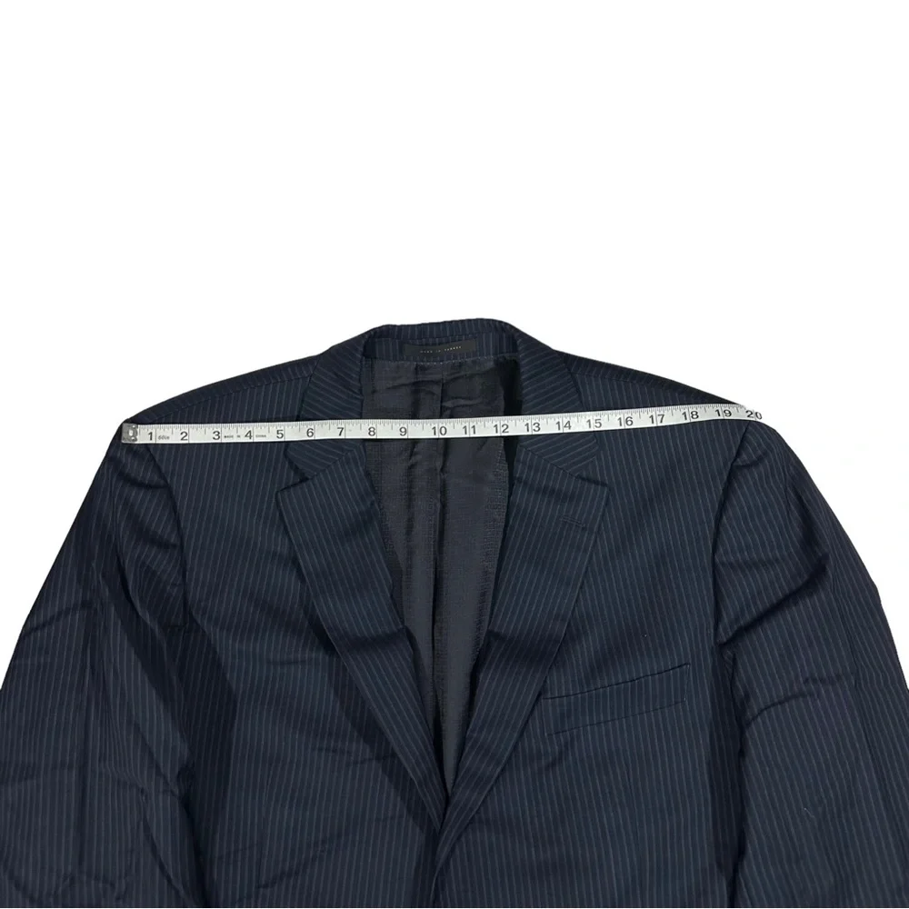 Hugo Boss Pasini2/Movie2 Navy & Periwinkle Stripe 2 Button Wool Suit Coat Sz 46L - Picture 16 of 16
